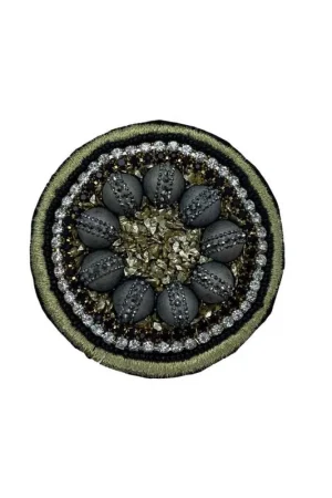 Soddisfatti O Rimborsati Applicazione Toppa patch termoadesiva rotonda strass oro argento nero perle grigio 6x6 cm