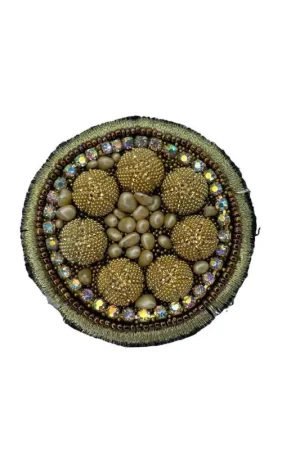 Applicazione Gioiello ToppaPpatch Termoadesiva Rosone Filo Metallico Perline Tondo 5x5 Cm Ultimissimo Modello