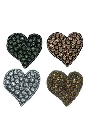 Vendita Finale Applicazione Toppa Patch Termoadesiva Cuore Strass Grandi Piccoli 6x6 Cm
