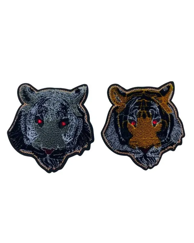 Compra Oggi Stesso Applicazione Toppa Patch Termoadesiva Testa Tigre Occhi Strass Rossi Velluto 8x8 Cm