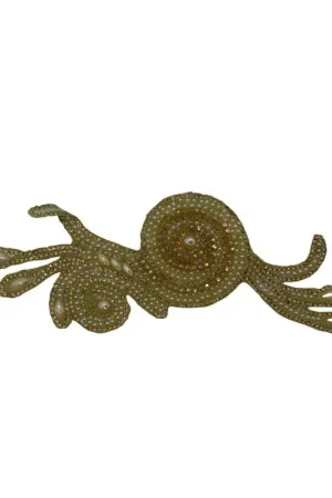 Esclusivo Applicazione Termoadesiva Patch Oro Lurex Perline 18x7 Cm