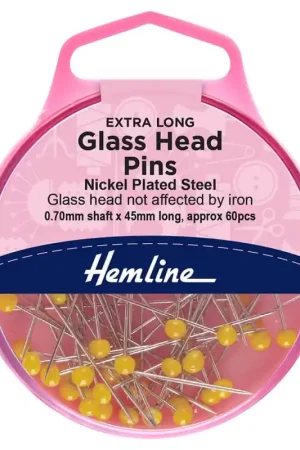 Pacchetto di 60 Spilli in Cristallo Giallo 45 x 0,65 mm - Hemline Prezzo Conveniente