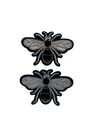 Non Perdere Applicazione Patch Termoadesiva Ape Ricamo Filo Metallico Insetto Volante Srass Perline Velluto 75x50 Mm