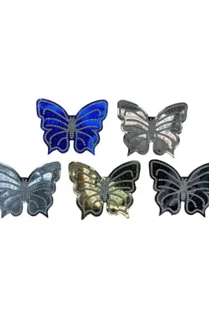 Occasione Imperdibile Applicazione Patch Termoadesiva Farfalla Strass Stelle Lucido 90x75 Mm