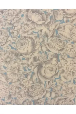 Tessuto Fondo Azzurro e Grandi Fiori - Yuwa 826187C Reso Gratuito