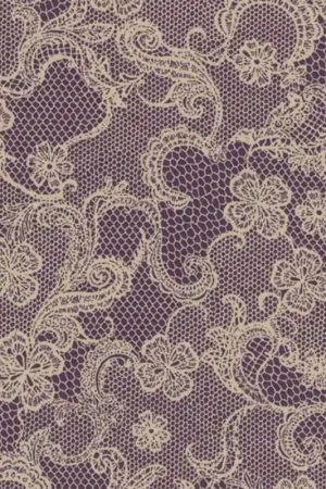 Tessuto Viola con decorazioni arabesche e quadrifogli - Rose life Garden, Lecien Spedito Oggi