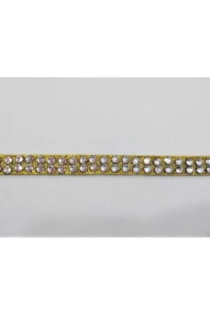50 cm Passamaneria termoadesiva strass argento base oro due file alta 7 mm Più Venduto