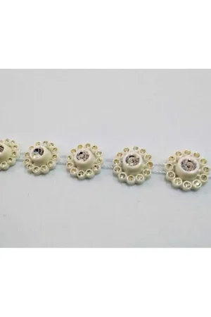 50 cm Passamaneria strass modello fiore bianco in plastica da cucire tondo alto 15 mm Novità