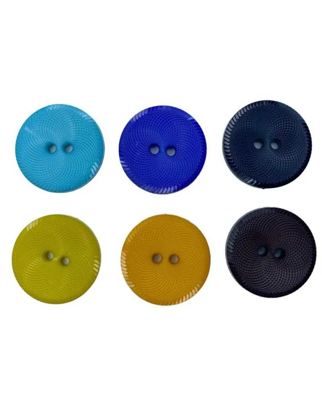 Bottone in resina zigrinato cerchi due buchi misura 44 28x28 mm Popolare