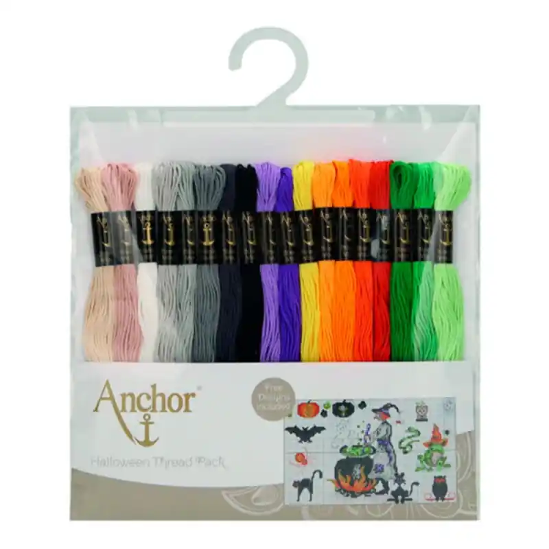 Pacchetto da 18 fili Anchor Mouliné + Schema Halloween Reso Gratuito