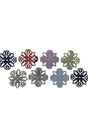 Applicazione Patch Toppa Termoadesiva Glitter Fiore Intarsiato Intagliato 5x5 Cm Nuova Collezione