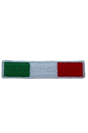 Professionale Applicazione Termoadesiva Ricamata Patch Marbet Bandiera Italia Rettangolare 10x45 Mm