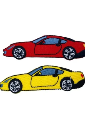 Novità Patch Termoadesiva Macchina Sportiva Rossa e Gialla– Ricamo 8x2 cm