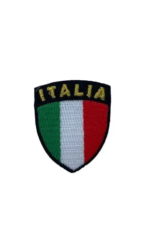 Promozione Applicazione Termoadesiva Ricamo Lurex Italia Patch Marbet Scudetto Piccolo 30x35 Mm