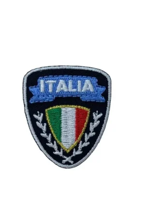 Novità Applicazione Termoadesiva Ricamo Scudetto Italia Patch Marbet 35x40 Mm