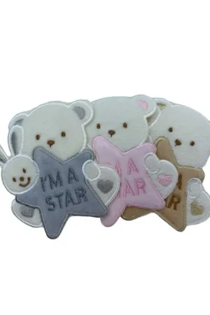 Applicazione Termoadesiva Ricamo patch marbet Baby Velluto Orsetto Coniglietto Stella I'ma Star 80x75 Mm Ordina Subito