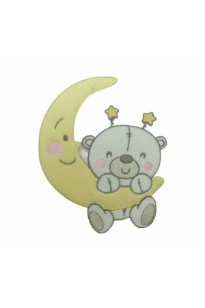 Applicazione Termoadesiva Patch Ricamo Baby Velluto Luna Orsetto Stella 160x135 Mm Solo Oggi