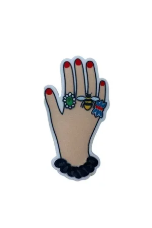 Nuovo Arrivo Applicazione Termoadesiva Patch Marbet Ricamo Anelli Bracciale Mano Tessuto Raso 6x8 Cm