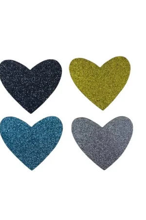 Spedizione Espresso Applicazione Termoadesiva Adesiva Patch Marbet cuore glitterato lurex tinta unita 7x6 cm