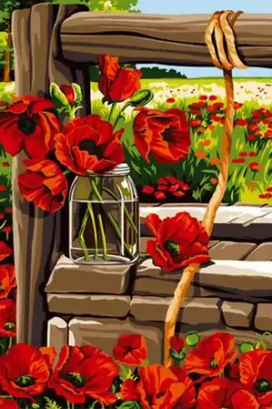 A Buon Prezzo Canovaccio antico - Il vecchio pozzo con papaveri - SEG de Paris