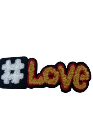 Ultima Occasione Applicazione Termoadesiva Patch Ricamo Spugna Lana Scritta Hashtag Love 80x25 Mm