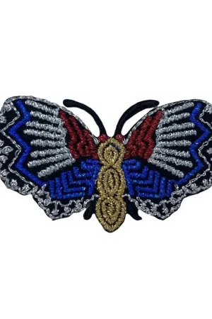 Applicazione Termoadesiva Patch Marbet Ricamo Farfalla Colorata Lurex 55x30 Mm Affare