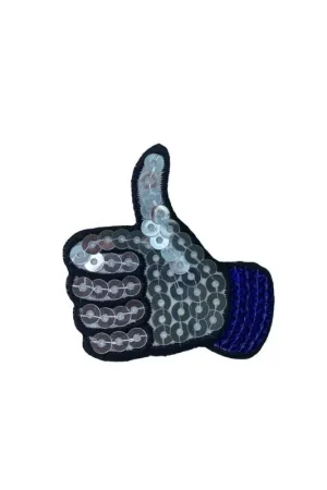 Super Prezzo Applicazione Termoadesiva Patch Marbet Paillettes Ricamo Mi Piace Ok Pollice In Su Cm 5x5