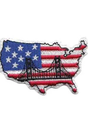 Saldi Applicazione termoadesiva patch marbet ricamata stati uniti america ponte stelline 60x35 mm