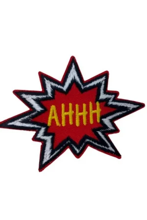 Ordina Subito Applicazione Termoadesiva Adesiva Patch Marbet Ricamo Scritta Ahhh 8x6 Cm