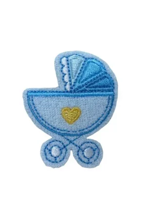 Subito Disponibile Applicazione Termoadesiva Patch Marbet Ricamo Spugna Carrozzina Cuore 45x40 Mm