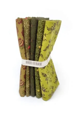 5 Fat Quarter 50 x 55 cm Verde, Right as Rain by Kim Diehl Ultime Pezzi