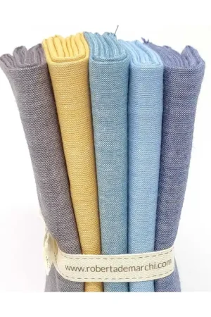 Prezzo Scontato Tilda Chambray Basics, 5 Fat Quarter 50 x 55 cm - Blu e Giallo