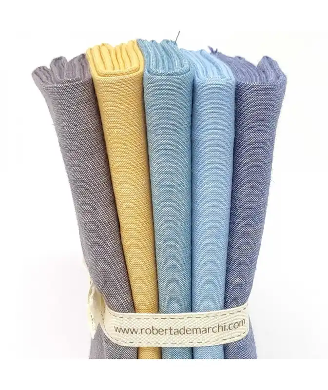 Prezzo Scontato Tilda Chambray Basics, 5 Fat Quarter 50 x 55 cm - Blu e Giallo