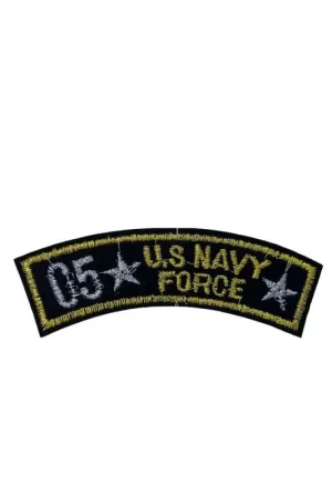 Toppa Patch Termoadesiva Tessuto Ricamato Scritta Lurex Nero Oro Argento U.S. NAVY FORCE 8x2 Cm Offerta