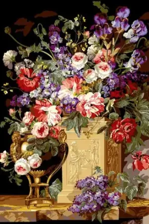 Canovaccio antico - Cesto e vaso di fiori - SEG de Paris Spedito Oggi