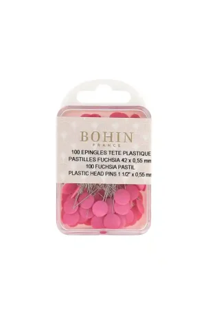 Prezzo Scontato Spilli sottili con testa piatta Fucsia per Cucito e Patchwork, Scatolina da 100 spilli 42 x 0,55 mm