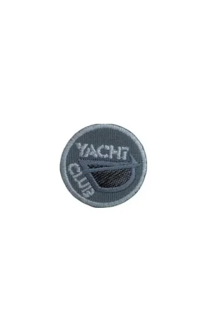 Applicazione Termoadesiva Ricamo Patch Tonda Scritta YACHT CLUB Grigio Lurex 3 Cm Miglior Prezzo
