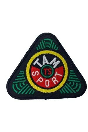 Applicazione Termoadesiva Patch Triangolo Nero Ricamo Tam Sport TS 9x7 Cm Consegna Rapida