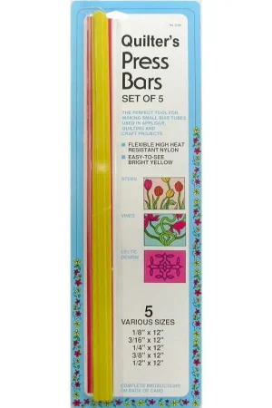 5 Barrette resistenti al calore per steli e tubolari in appliqué - Quilter's No Melt Press Bars Prezzo Scontato