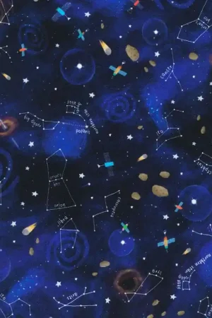 Tessuto in Cotone - Constellations - Space Adventure - Robert Kaufman Prezzo Scontato