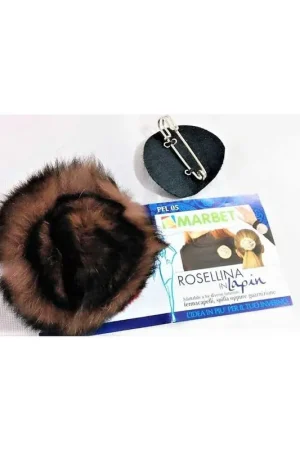 A Buon Prezzo Rosellina in lapin eco pelliccia marrone per fermacapelli,spilla oppure guarnizione marbet