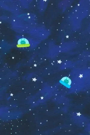 Tessuto in Cotone - UFO - Avventura Spaziale - Robert Kaufman Nuovo Arrivo