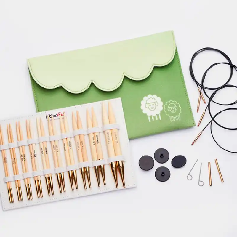 Set di Ferri Circolari Intercambiabili Bamboo Deluxe 13 cm - KnitPro Ultimissimo Modello