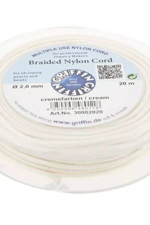 Saldi Fil de jade - Fil nylon tressé européen Griffin 2 mm - Cream x20m