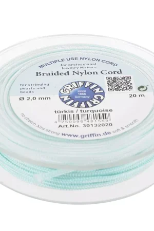 Fil de jade - Fil nylon tressé européen Griffin 2 mm - Turquoise x20m Occasione Imperdibile