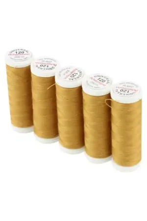 Reso Gratuito Set di 5 filati per cucire da 200m, Senape 7501 - Ackermann Universal 120