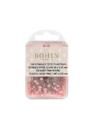 Offerta Limitata Bohin, Spilli Super Fini con Testa in Plastica Rotonda Rosa per Patchwork e Quilting da 36 x 0,55 mm - 150pz