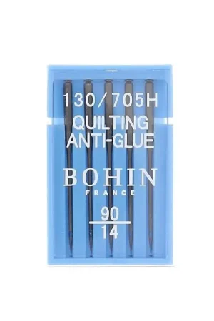 Bohin, Aghi 130/705H Anti-Glue Quilting 90/14 per Macchina da Cucire, 5 Aghi Più Venduto