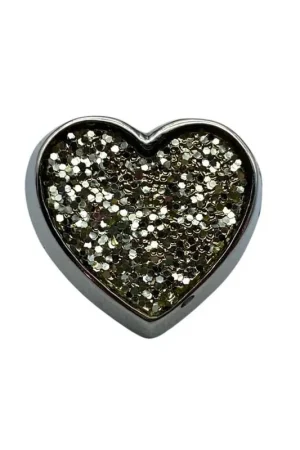 Bottone Gioiello a Cuore Ø 17 mm Plastica Argento con Glitter Compra Adesso