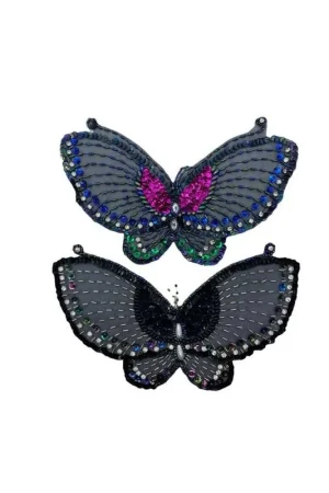 Applicazione Farfalla da Cucire Perle Goccie Strass Paillettes Cucite Dimensione 22x15 Cm A Buon Prezzo